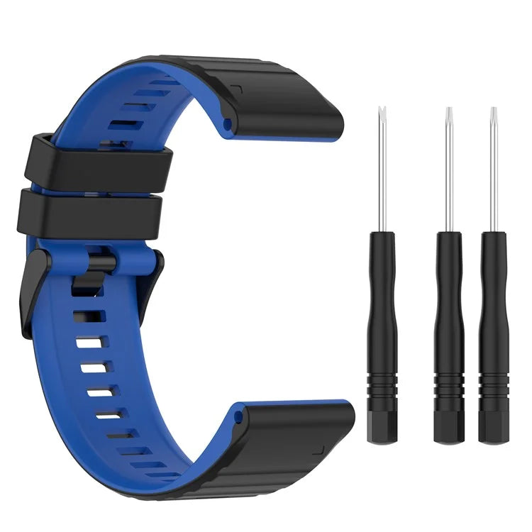 For Garmin Fenix 7X Pro Watch Bands Horizontal Stripes Silicone Dual-color Strap