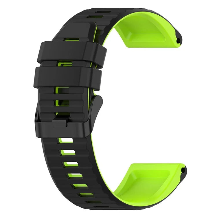 For Garmin Fenix 7X Pro Watch Bands Horizontal Stripes Silicone Dual-color Strap