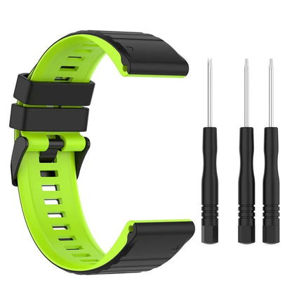 For Garmin Fenix 7X Pro Watch Bands Horizontal Stripes Silicone Dual-color Strap