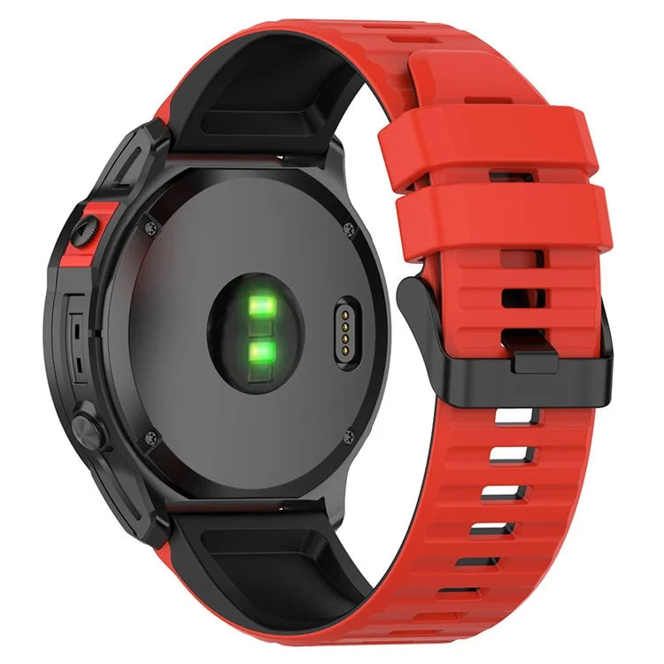 For Garmin Fenix 7X Pro Watch Bands Horizontal Stripes Silicone Dual-color Strap