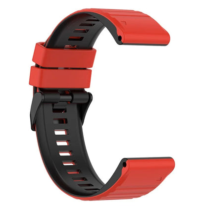 For Garmin Fenix 7X Pro Watch Bands Horizontal Stripes Silicone Dual-color Strap