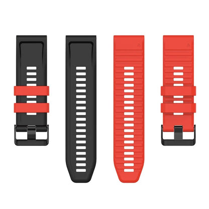 For Garmin Fenix 7X Pro Watch Bands Horizontal Stripes Silicone Dual-color Strap