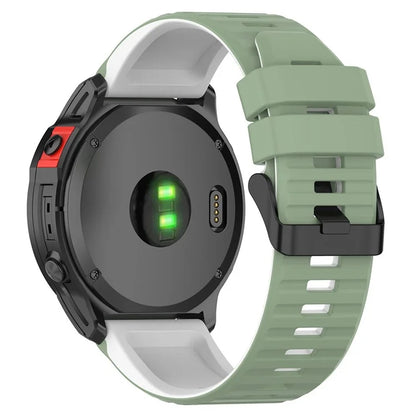 For Garmin Fenix 7X Pro Watch Bands Horizontal Stripes Silicone Dual-color Strap