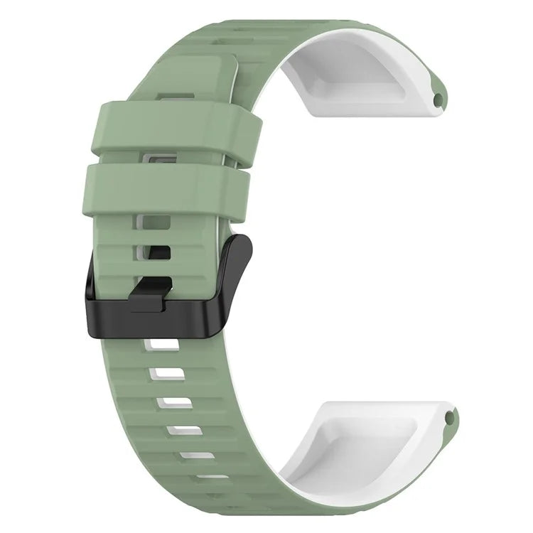 For Garmin Fenix 7X Pro Watch Bands Horizontal Stripes Silicone Dual-color Strap
