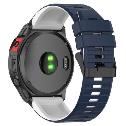For Garmin Fenix 7X Pro Watch Bands Horizontal Stripes Silicone Dual-color Strap