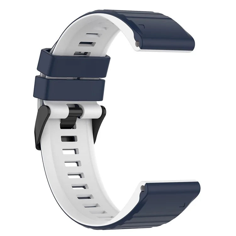 For Garmin Fenix 7X Pro Watch Bands Horizontal Stripes Silicone Dual-color Strap