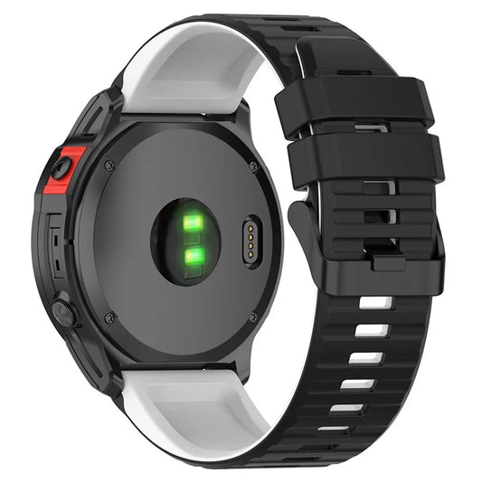 For Garmin Fenix 7 Pro  Silicone Watch Bands Dual-color Horizontal Stripes Wrist Strap