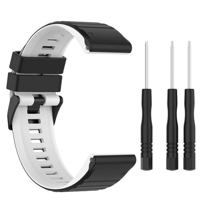 For Garmin Fenix 7 Pro  Silicone Watch Bands Dual-color Horizontal Stripes Wrist Strap