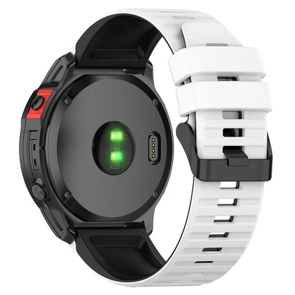 For Garmin Fenix 7 Pro  Silicone Watch Bands Dual-color Horizontal Stripes Wrist Strap