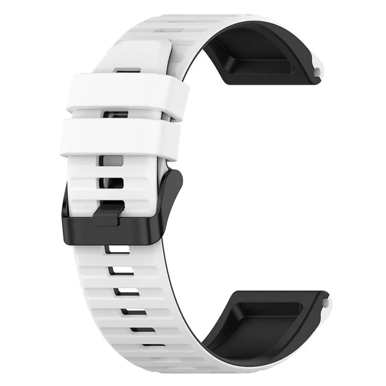 For Garmin Fenix 7 Pro  Silicone Watch Bands Dual-color Horizontal Stripes Wrist Strap