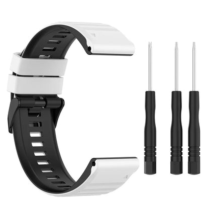 For Garmin Fenix 7 Pro  Silicone Watch Bands Dual-color Horizontal Stripes Wrist Strap