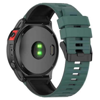 For Garmin Fenix 7 Pro  Silicone Watch Bands Dual-color Horizontal Stripes Wrist Strap