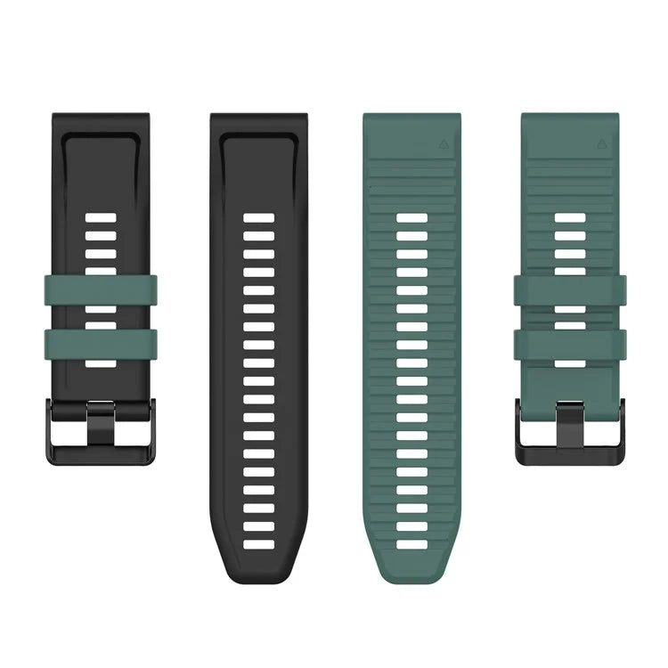 For Garmin Fenix 7 Pro  Silicone Watch Bands Dual-color Horizontal Stripes Wrist Strap