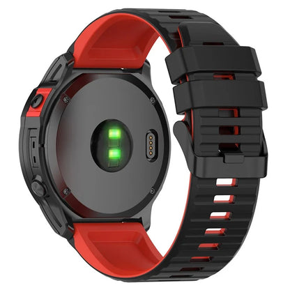 For Garmin Fenix 7 Pro  Silicone Watch Bands Dual-color Horizontal Stripes Wrist Strap