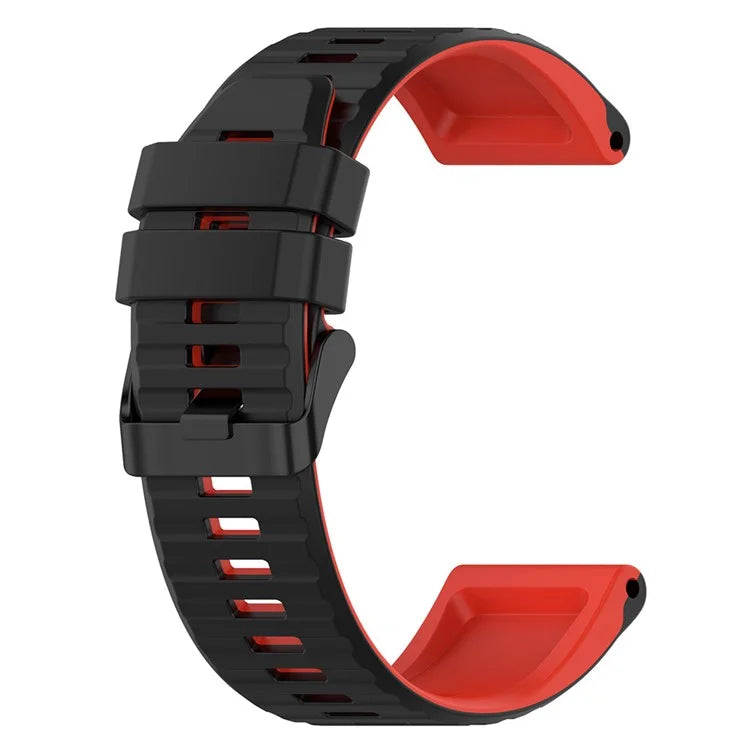 For Garmin Fenix 7 Pro  Silicone Watch Bands Dual-color Horizontal Stripes Wrist Strap