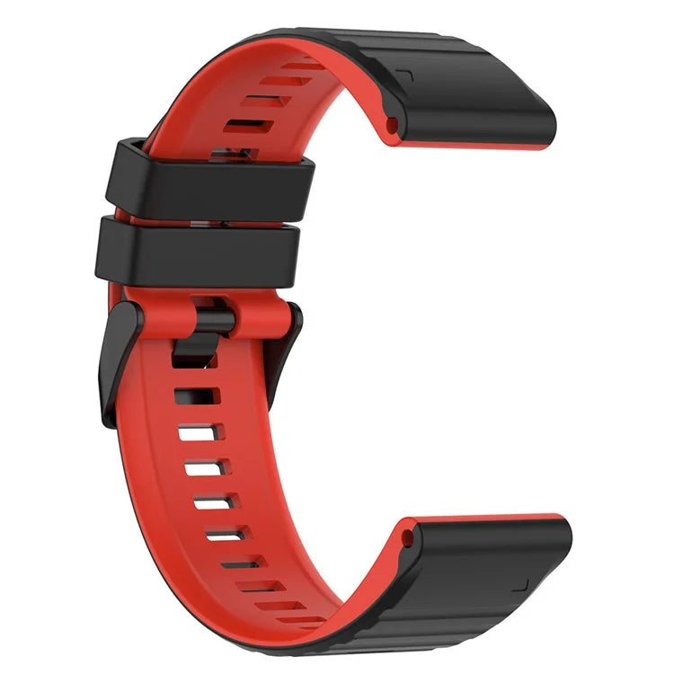For Garmin Fenix 7 Pro  Silicone Watch Bands Dual-color Horizontal Stripes Wrist Strap