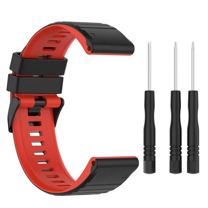 For Garmin Fenix 7 Pro  Silicone Watch Bands Dual-color Horizontal Stripes Wrist Strap