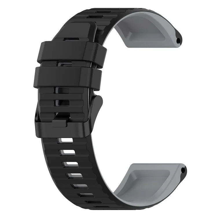 For Garmin Fenix 7 Pro  Silicone Watch Bands Dual-color Horizontal Stripes Wrist Strap
