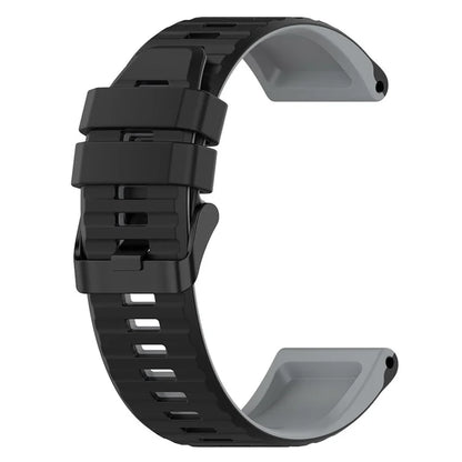 For Garmin Fenix 7 Pro  Silicone Watch Bands Dual-color Horizontal Stripes Wrist Strap