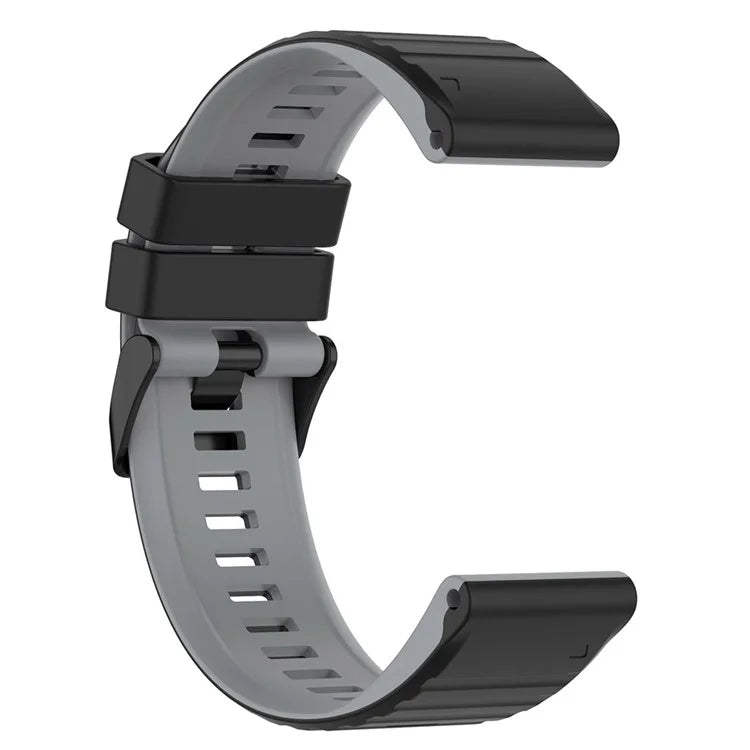 For Garmin Fenix 7 Pro  Silicone Watch Bands Dual-color Horizontal Stripes Wrist Strap