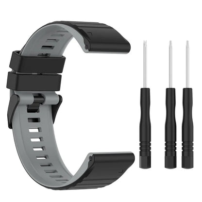 For Garmin Fenix 7 Pro  Silicone Watch Bands Dual-color Horizontal Stripes Wrist Strap