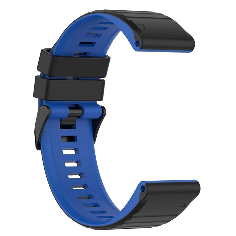 For Garmin Fenix 7 Pro  Silicone Watch Bands Dual-color Horizontal Stripes Wrist Strap