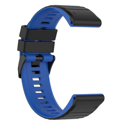 For Garmin Fenix 7 Pro  Silicone Watch Bands Dual-color Horizontal Stripes Wrist Strap