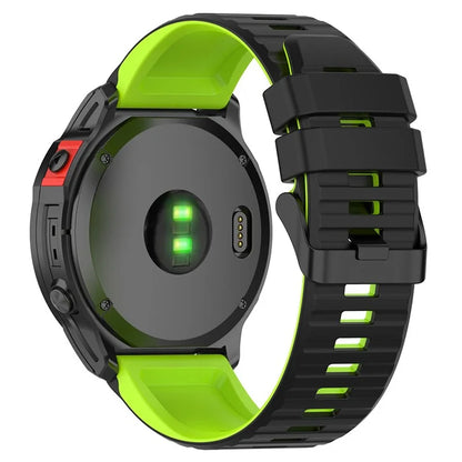 For Garmin Fenix 7 Pro  Silicone Watch Bands Dual-color Horizontal Stripes Wrist Strap