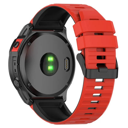 For Garmin Fenix 7 Pro  Silicone Watch Bands Dual-color Horizontal Stripes Wrist Strap