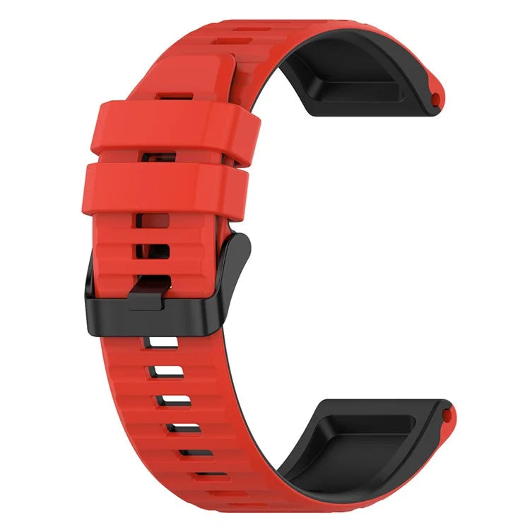 For Garmin Fenix 7 Pro  Silicone Watch Bands Dual-color Horizontal Stripes Wrist Strap