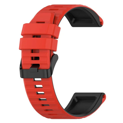 For Garmin Fenix 7 Pro  Silicone Watch Bands Dual-color Horizontal Stripes Wrist Strap