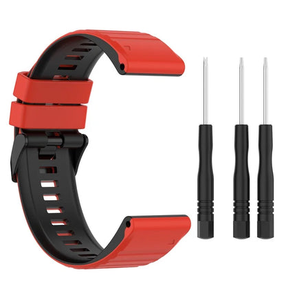For Garmin Fenix 7 Pro  Silicone Watch Bands Dual-color Horizontal Stripes Wrist Strap