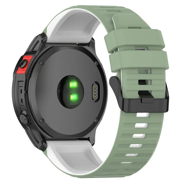 For Garmin Fenix 7 Pro  Silicone Watch Bands Dual-color Horizontal Stripes Wrist Strap