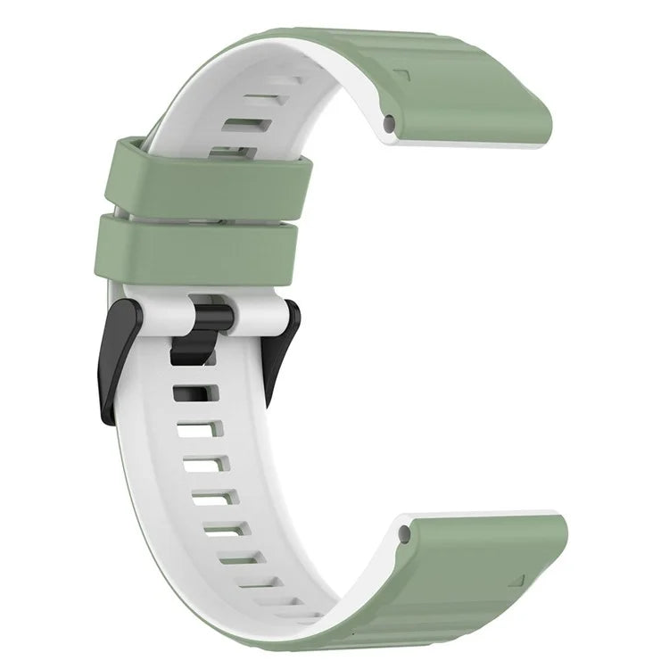 For Garmin Fenix 7 Pro  Silicone Watch Bands Dual-color Horizontal Stripes Wrist Strap