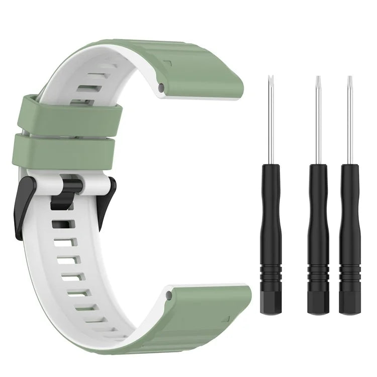 For Garmin Fenix 7 Pro  Silicone Watch Bands Dual-color Horizontal Stripes Wrist Strap