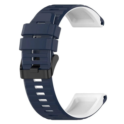For Garmin Fenix 7 Pro  Silicone Watch Bands Dual-color Horizontal Stripes Wrist Strap
