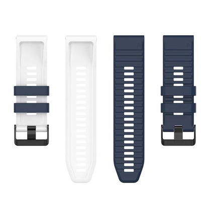For Garmin Fenix 7 Pro  Silicone Watch Bands Dual-color Horizontal Stripes Wrist Strap
