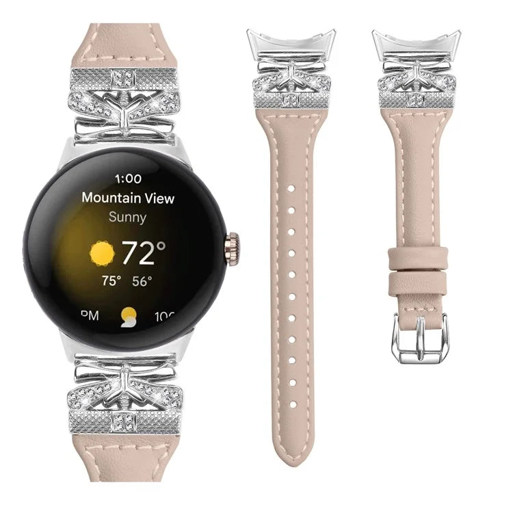 Silver Buckle Watch Band for Google Pixel Watch / Pixel Watch 2 Wrist Strap with Butterfly Connector