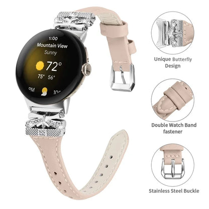 Silver Buckle Watch Band for Google Pixel Watch / Pixel Watch 2 Wrist Strap with Butterfly Connector