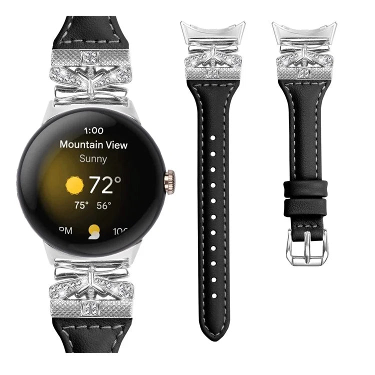 Silver Buckle Watch Band for Google Pixel Watch / Pixel Watch 2 Wrist Strap with Butterfly Connector