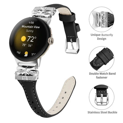 Silver Buckle Watch Band for Google Pixel Watch / Pixel Watch 2 Wrist Strap with Butterfly Connector