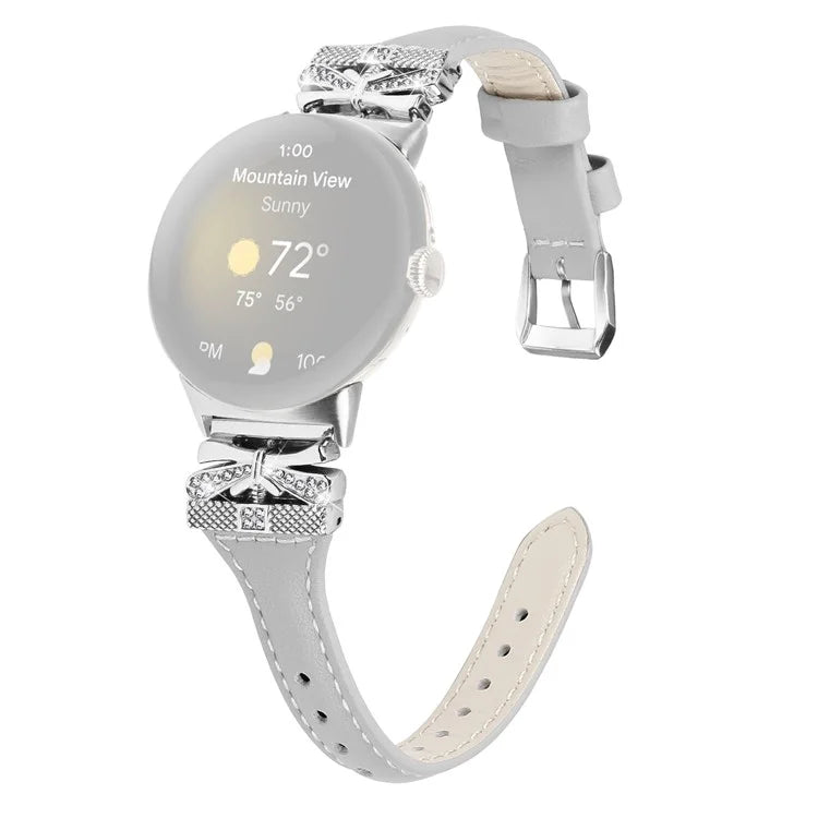 Silver Buckle Watch Band for Google Pixel Watch / Pixel Watch 2 Wrist Strap with Butterfly Connector