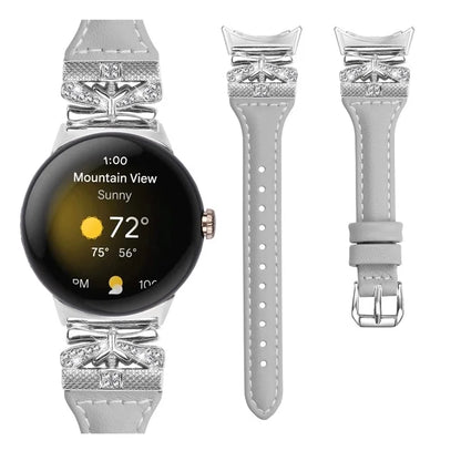Silver Buckle Watch Band for Google Pixel Watch / Pixel Watch 2 Wrist Strap with Butterfly Connector