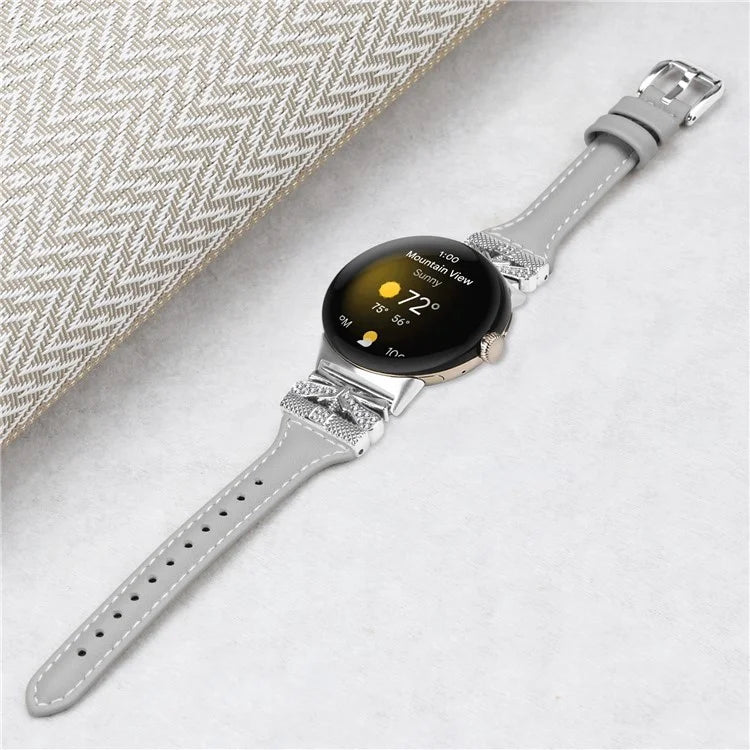 Silver Buckle Watch Band for Google Pixel Watch / Pixel Watch 2 Wrist Strap with Butterfly Connector