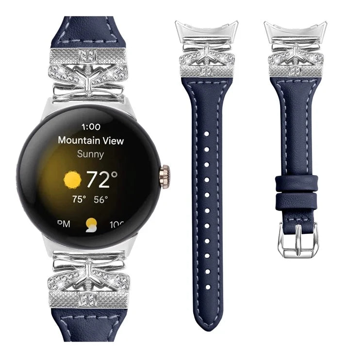 Silver Buckle Watch Band for Google Pixel Watch / Pixel Watch 2 Wrist Strap with Butterfly Connector