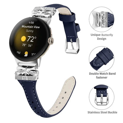Silver Buckle Watch Band for Google Pixel Watch / Pixel Watch 2 Wrist Strap with Butterfly Connector