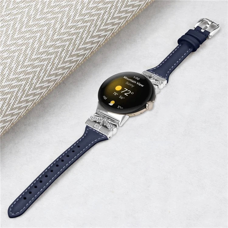 Silver Buckle Watch Band for Google Pixel Watch / Pixel Watch 2 Wrist Strap with Butterfly Connector