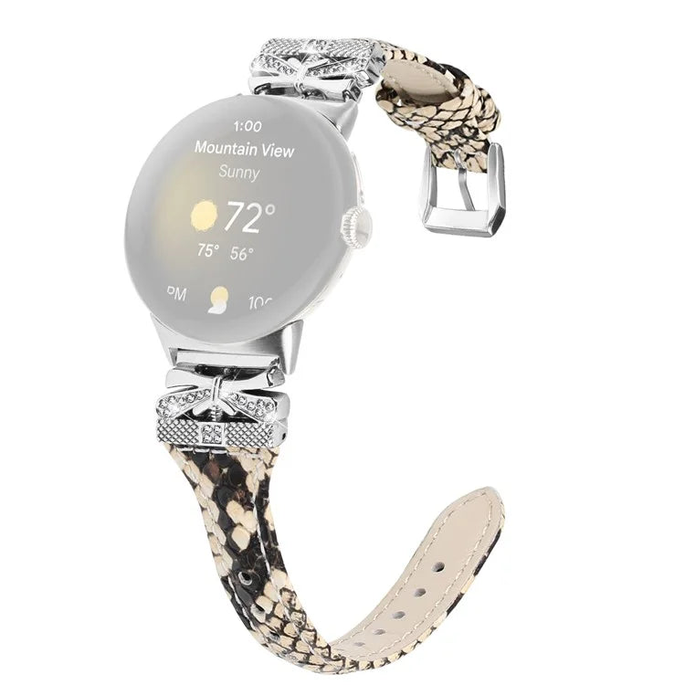 Silver Buckle Watch Band for Google Pixel Watch / Pixel Watch 2 Wrist Strap with Butterfly Connector