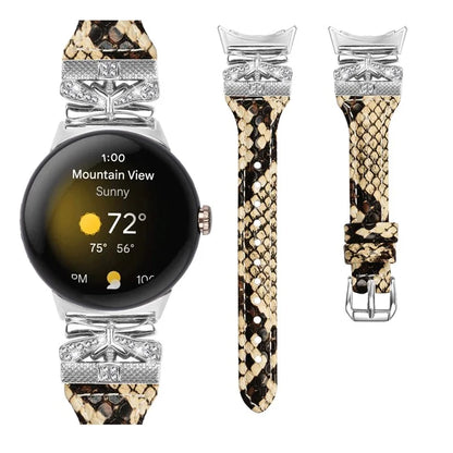 Silver Buckle Watch Band for Google Pixel Watch / Pixel Watch 2 Wrist Strap with Butterfly Connector