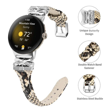 Silver Buckle Watch Band for Google Pixel Watch / Pixel Watch 2 Wrist Strap with Butterfly Connector